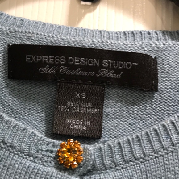 EXPRESS cashmere cardigan with jewel buttons. - Picture 2 of 2